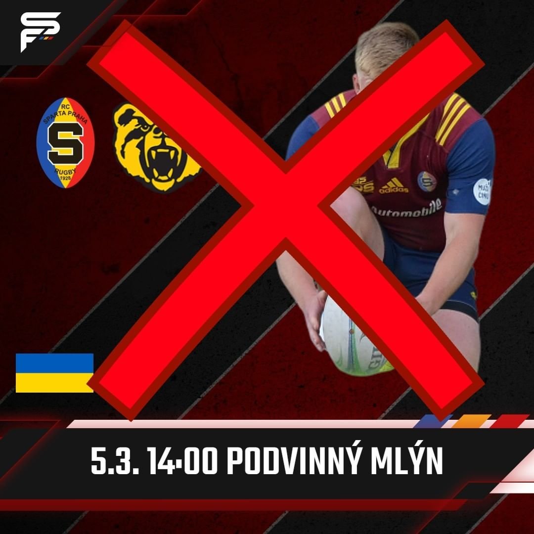 Bohužel, dnešní plánovaný zápas I. ligy ragby @rcspartapraha - @rugby_praga se kvůli nezpůsobilosti hrací plochy neodehraje. Náhradní termín bude upřesněn později ???? #acsparta #rcsparta #rugy #czechrugby #rugbyunion #spartaforever